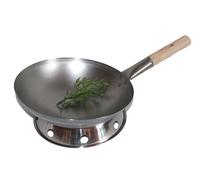 Wok Set Sartén 38cm Ø Redondo Suelo + Anillo Estufa Inducción Induktionsmulde