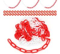 Wokape 1 cadena de plástico rojo y blanco de 5 m x 6 mm, barrera de cadena de seguridad con 20 ganchos de conector para control de multitudes, control de tráfico, gestión del espacio de
