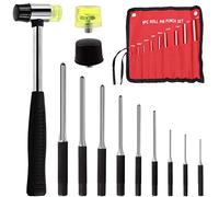 Wokape 12Pcs Roll Pin Punch Set con 1 Inch Soft Mallet, Herramienta de Reparación para Automoción, Reparación de Relojes, Joyería y Artesanía