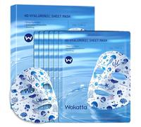 Wokatta 6 Pack Collagen Face Mask, Hydrating Face Masks Sheets Skincare with Hyaluronic Acid, Peptide - Deep Moisturizing, Soothing, Anti-Aging Facial Masks Spa Gifts for Women Skin Care