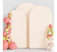 Wokceer Juego de 3 Fundas de Arco de Boda (7.2 pies, 6.6 pies, 6 pies) de Elastano, Ajustadas para Arco de Boda, para Parte Superior Redonda, Fondo de Arco de Chiara, Cubierta para Fiesta de