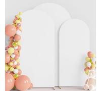 Wokceer Juego de 3 Fundas de Arco de Boda (8, 7.2, 6.6 Pies) de Elastano, Ajustadas, Parte Superior Redonda, Fondo de Chiara, Cubierta para Fiesta de Cumpleaños