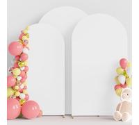 Wokceer Juego de Fundas para Arco de Boda (7.2 pies, 6.6 pies, 6 pies) - 3 Fundas Ajustables de Elastano para Soportes de Fondo de Chiara de Parte Superior Redonda, decoración de Banquetes de