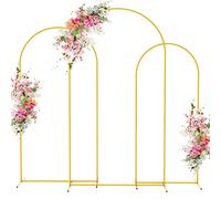Wokceer Soporte para Telón de Fondo de Arco de Boda de 7.2, 6.6 y 6 Pies - Juego de 3 Soportes de Metal Dorado para Ceremonia, Baby Shower y Decoración de Fiesta
