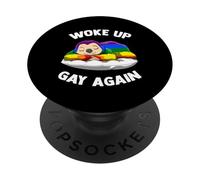 Woke Up Gay Again Gay Sleeping Sloth Pride PopSockets PopGrip Adhesivo