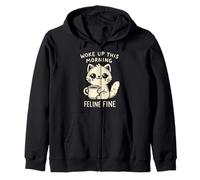 Woke Up This Morning Feline Fine. Divertido diseño de Gato Sudadera con Capucha