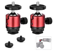 WOKICOR 2 unidades Mini cabeza de bola para trípode con orificio roscado 1/4, cabezal giratorio de 360° para cámaras, DSLR, luz LED, soporte de articulación esférica compatible con Nikon, HTC Vive VR,