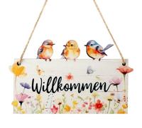 WOKICOR Cartel de Bienvenida de Madera - Letrero Doble Cara "Welcome" y "Hello Spring", Decoración Rústica de Primavera para Puerta de Entrada, Ideal como Regalo de Casa Nueva o Temporada Festiva