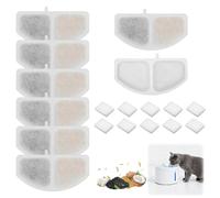 WOKICOR Filtros Fuente Gatos 16 piezas, Filtro de Repuesto Compatible Oneisall 2,5L Fuente de Agua Gatos, Triple Filtración Carbón Activo Resina y Esponja, Filtro Accesorios Fuentes Gatos sin BPA