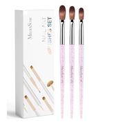 WOKICOR Set 3 Pinceles para Uñas Acrílicas 8/10/14, Pincel Uñas Gel UV, Kit Pinceles Decoración Uñas Profesional, Acrílico y Polvo Acrílico, Ideal para Principiantes, Nail Art, Regalo Mujer DIY