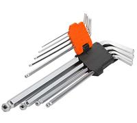 WOKIN Llave Allen hexagonal de punta de bola de 1 lado, extra larga, 1,5, 2, 2,5, 3, 4, 5, 6, 8, 10 mm, acero Crv 207609, naranja/plata, juego de 9 piezas