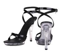 WOkismD 12CM/4.72IN Sandalias de tacón Alto para Mujer Correa de Tobillo de Punta Redonda Hebilla Tacones de Aguja Moda Zapatos de Fiesta de Noche Sexy,Negro,38 EU