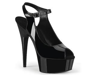 WOkismD 15CM/ 5.9IN Gran Tamaño Peces Boca Tacones Altos Plataforma Impermeable Modelo Sexy Catwalk Catwalk Poste Zapatos De Baile,Negro,36 EU