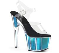 WOkismD 15CM/5.9IN Open Toe Tobillo Sandalias Plataforma Tacones Agujas Tacones Claros Sandalias Verano Espalda Abierta, azul, 41 EU