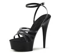 WOkismD 15CM / 5.9IN Sandalias de Baile sexys Nightclub Plataforma Impermeable Tacón de Aguja de Punta Abierta con un botón,Negro,35 EU