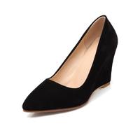 WOkismD 8CM/ 3.14IN Cuña de Las Mujeres Cerrado Toe High Heels Boda Nupcial Señaló Toe High Heels,Negro,37 EU