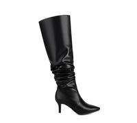 WOkismD Botas Altas de Mujer hasta la Rodilla de 6.5CM con Punta Puntiaguda y tacón Kitten Sexy,Negro,47 EU