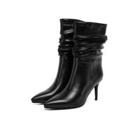 WOkismD Botas de Mujer hasta Media Pantorrilla con Punta, tacón Alto de 7 cm Estilo Stiletto, Sexy,Negro,41 EU