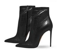 WOkismD Botines y Botines de Moda de tacón Alto con Punta Sexy, tacón de Aguja de 4.7 Pulgadas y Cremallera Lateral,Negro,41 EU