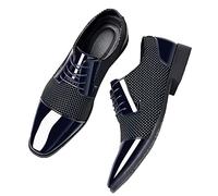 WOkismD Hombres Zapatos de Cuero con Cordones Vestidos Brillantes Negocios Moda Zapatos Casuales Resistentes al Desgaste Zapatos de Boda Transpirables Traje Zapatos,Azul,43