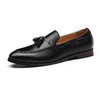 WOkismD Mocasines de Cuero sin Cordones para Hombre, Mocasines de Estilo de conducción, cómodos Zapatos Casuales para Caminar a Diario, Zapatos de Vestir para Bodas y Fiestas,Negro,48