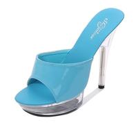 WOkismD Mujer Cristal Transparente Stiletto Tacones Altos Plataforma Punta Abierta Sandalias con Correa en el Tobillo Slingback Mulas de tacón Alto Diapositivas Zapatos de Vestir,Amarillo,41