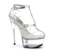 WOkismD Retro 15CM Tacones Altos Parte Gruesa Sandalias de Cristal Foto Performance Moda Mujer Punta Abierta,Blanca,46 EU