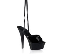 WOkismD Sandalias con Cordones de Suela Gruesa con Plataforma Impermeable de tacón Alto con tacón Alto de 15 cm,Negro,44 EU