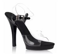 WOkismD Sandalias de Cristal de tacón Alto con Plataforma Transparente 13CM Vestido de Novia de Verano Zapatos de Mujer,Negro,44 EU