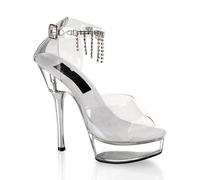 WOkismD Sandalias de Plataforma Transparente para Mujer Peep Open Toe Stiletto Tacones Altos Hebilla de Correa en el Tobillo Zapatos de Vestir sexys Tacones de 5.5 Pulgadas,Blanca,45 EU