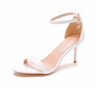 WOkismD Sandalias de tacón Alto para Mujer con una Correa Sexy Stiletto Open Toe Wedding Bride Shoes,Blanca,38 EU