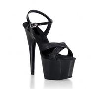 WOkismD Sandalias de tacón Alto para Mujer de 17 cm, Bloque de Plataforma, Tacones Gruesos, Correa de Tobillo entrecruzada, Punta Abierta, Zapatos de Vestir cómodos,Negro,43 EU