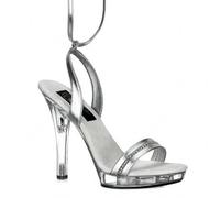 WOkismD Sandalias de tacón Alto Transparentes de 13 cm Vestido de Fiesta de Rendimiento de Escenario Hueco Zapatos de Cristal Zapatos de Mujer de Moda,Plata,42 EU