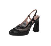 WOkismD Sandalias de tacón Cerradas de Punta para Mujer con Malla de 11CM, Elegantes y sexys, Estilo Mule de Oficina,Negro,34 EU