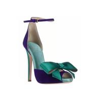 WOkismD Sandalias de tacón con Lazo para Mujer de 12CM, con Correa al Tobillo, Hebilla, Puntera Abierta y tacón Alto de Aguja, Zapatos de Fiesta o de Vestido.,Púrpura,39 EU