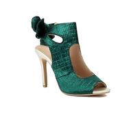 WOkismD Sandalias de tacón de Aguja de 9.5 CM para Mujer con Puntera Abierta, Lazo en la Parte Trasera y talón Descubierto Tipo Slingback para la Noche,Verde,43 EU