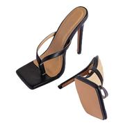 WOkismD Sandalias de tacón Elegantes de Verano para Fiesta, 12CM, Chanclas para Mujer, deslizables, con Abertura en los Dedos y diseño Cuadrado.,Negro,37 EU