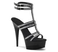 WOkismD Stiletto para Mujer de 15 cm tacón de Aguja con Fondo Grueso Sandalias de Punta Abierta de Diamante de Agua con Hebilla de Tobillo Zapatos de Vestir Sexy,Negro,43 EU