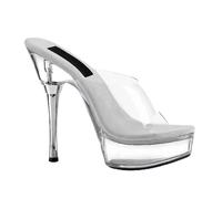 WOkismD Stiletto para Mujer tacón de Plataforma Alta Peep Sandalias de Punta Abierta Zapatos Mules Vestido de Fiesta de Fiesta sin Cordones Verano 5.5 en,Blanca,35 EU