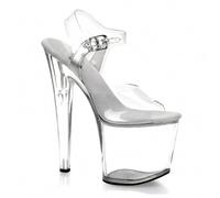 WOkismD Tacones altos exóticos de 20 cm con plataforma transparente de acero, Silver, 39 EU