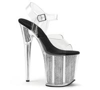 WOkismD Tacones altos transparentes de acero para mujer, 20 cm, para baile de caña de acero, zapatos de baile exóticos y modernos, Black, 44 EU