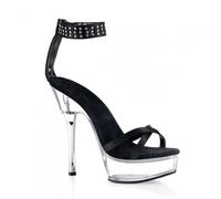 WOkismD Tacones de Aguja de Plataforma Transparente para Mujer Correa de Tobillo con Punta Abierta Sandalias de tacón Sexy para Vestido de Fiesta de Boda,Negro,38 EU