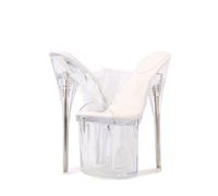 WOkismD Tacones de Mula de Plataforma Transparente de PVC para Mujer de 19CM, Tacón Estileto Transparente, Punta Abierta, Tacones para Fiesta de Verano,Blanca,34 EU