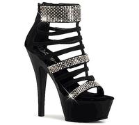 WOkismD Tacones de Plataforma de Aguja de Diamantes de imitación para Mujer Sandalias de Punta Abierta con Tiras Recortadas Sexy Pole Dance Stripper Realizar Vestido de Fiesta Zapatos de,Negro,37
