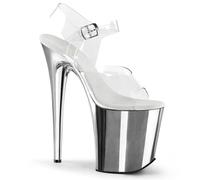WOkismD Zapatos de baile exóticos con correa de tobillo transparente de 19 cm para mujer, Silver, 42 EU
