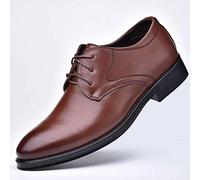 WOkismD Zapatos de Cuero con Cordones para Hombre, Mocasines sin Cordones, Parte Superior de Cuero Ligero, Zapatos Formales de Negocios para Hombre, Zapatos de Vestir de Boda Oxford,Marrón,45