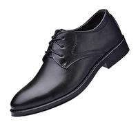 WOkismD Zapatos de Cuero con Cordones para Hombre, Mocasines sin Cordones, Parte Superior de Cuero Ligero, Zapatos Formales de Negocios para Hombre, Zapatos de Vestir de Boda Oxford,Negro,38
