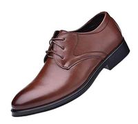 WOkismD Zapatos de Cuero con Cordones para Hombre, Mocasines sin Cordones, Parte Superior de Cuero Ligero, Zapatos Formales de Negocios para Hombre, Zapatos de Vestir de Boda Oxford,Marrón,42