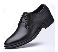 WOkismD Zapatos de Cuero con Cordones para Hombre, Mocasines sin Cordones, Parte Superior de Cuero Ligero, Zapatos Formales de Negocios para Hombre, Zapatos de Vestir de Boda Oxford,Negro,39