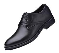 WOkismD Zapatos de Cuero de Calidad para Hombres Vestidos de Negocios con Cordones clásicos Vestidos Formales Oficina Boda Zapatos Planos Zapatos Traje Zapatos para Hombres,Negro,43
